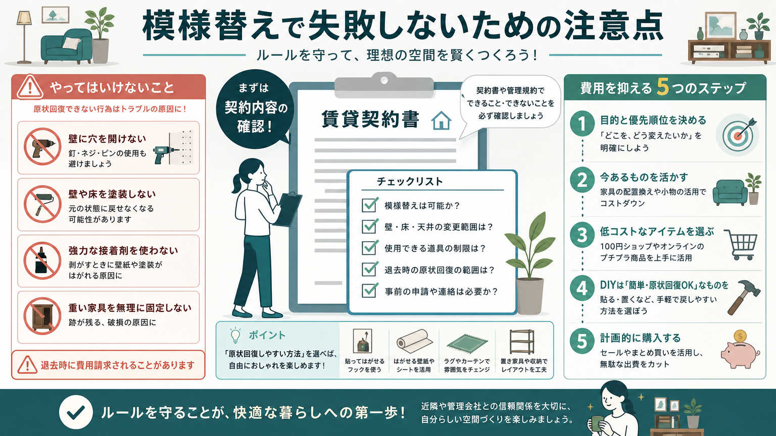 賃貸の模様替えで失敗しないための注意点